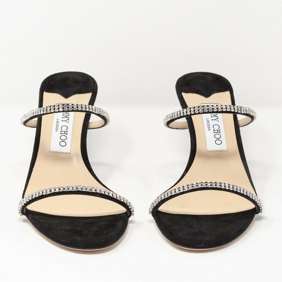 Jimmy Choo Brea 65 Black Suede Crystal Heels Size 39 EU (9 US) - Picture 7 of 11